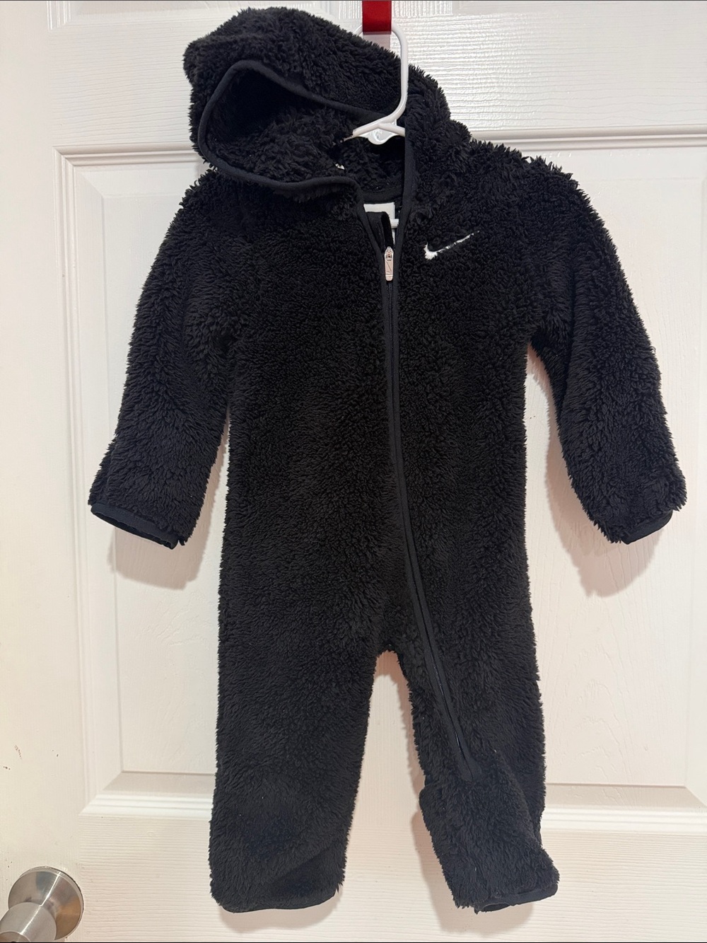 Nike Black Sherpa Hooded One-Piece for Kids - 9 months